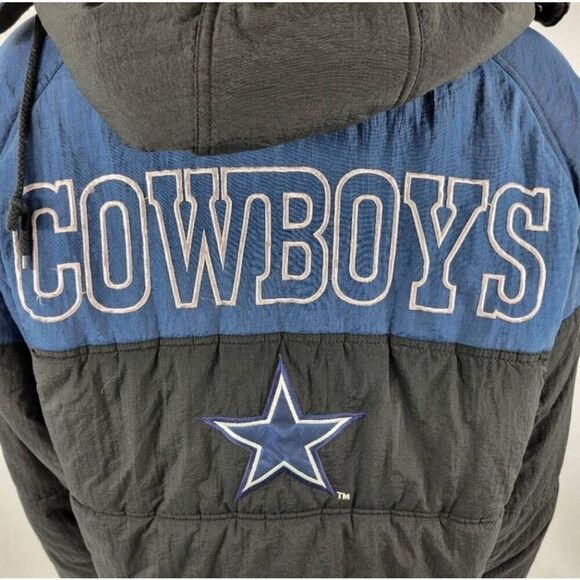 Dallas Cowboys Pro Player NFL VTG Spell Out full Zip hooded Puffer Jacket Medium - Picture 6 of 14